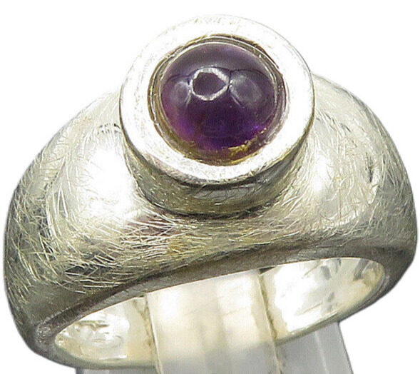 DESIGNER 925 Silver  Vintage Shiny Cabochon Cut Amethyst Ring Sz 7  RG24264