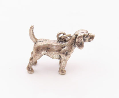 925 Sterling Silver  Vintage Shiny Petite Bloodhound Dog Pendant  PT18754