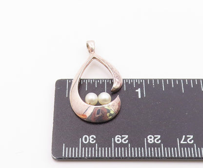 925 Sterling Silver  Vintage Petite Pearls Open Tear Drop Pendant  PT16148