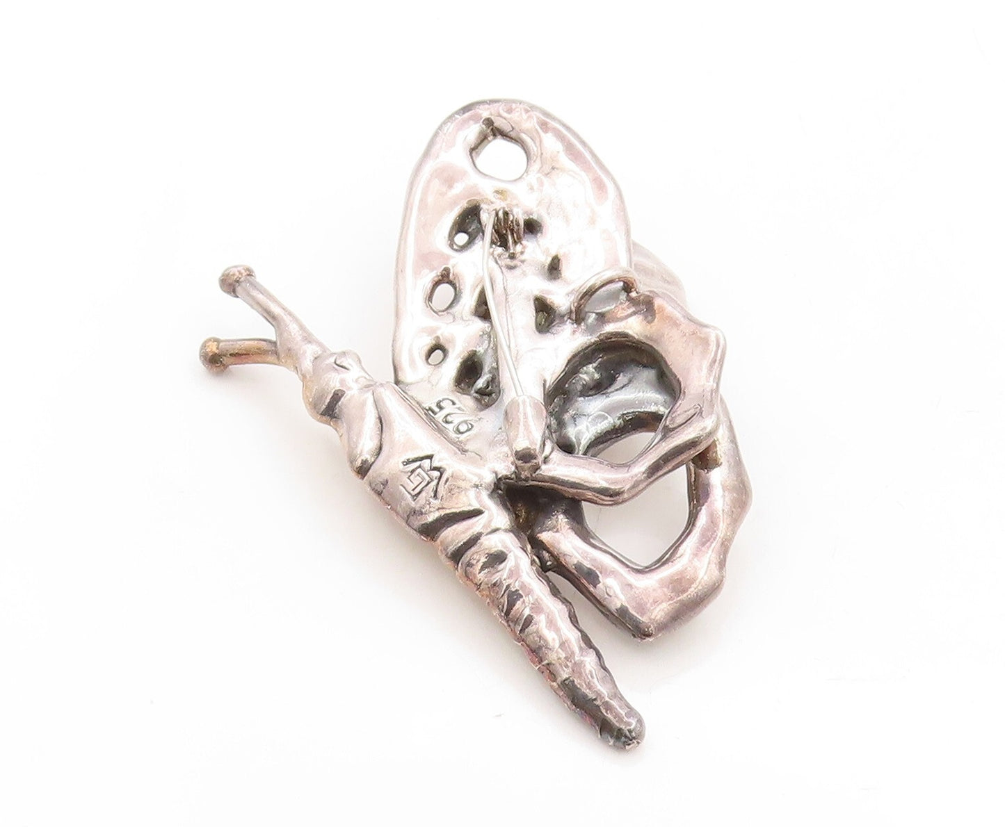 925 Sterling Silver Vintage Brooch Pin Designer Large Cutout Butterfly  BP11344
