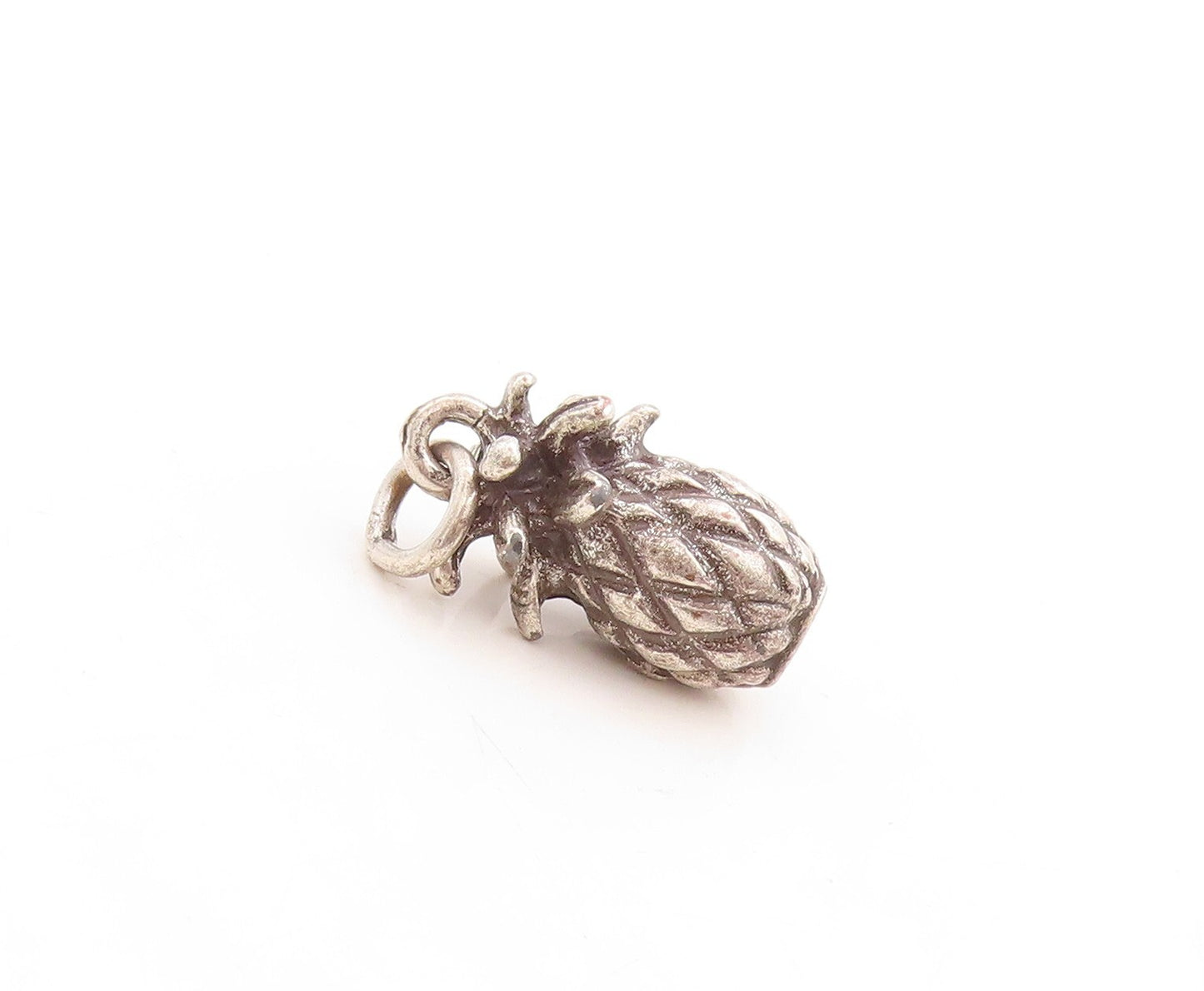 925 Sterling Silver Vintage Pendant Dark Tone 3D Carved Pineapple Charm  PT23741