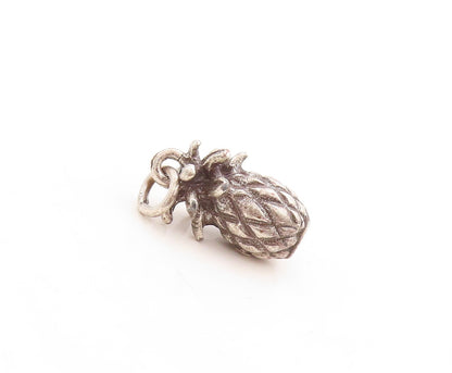 925 Sterling Silver Vintage Pendant Dark Tone 3D Carved Pineapple Charm  PT23741
