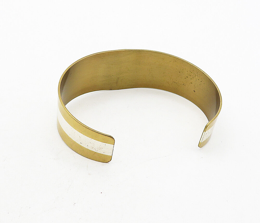 LILLIAN VERNON 925 Sterling Silver  Vintage Shiny 3 Tone Cuff Bracelet  BT1714