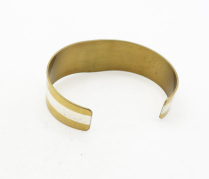 LILLIAN VERNON 925 Sterling Silver  Vintage Shiny 3 Tone Cuff Bracelet  BT1714