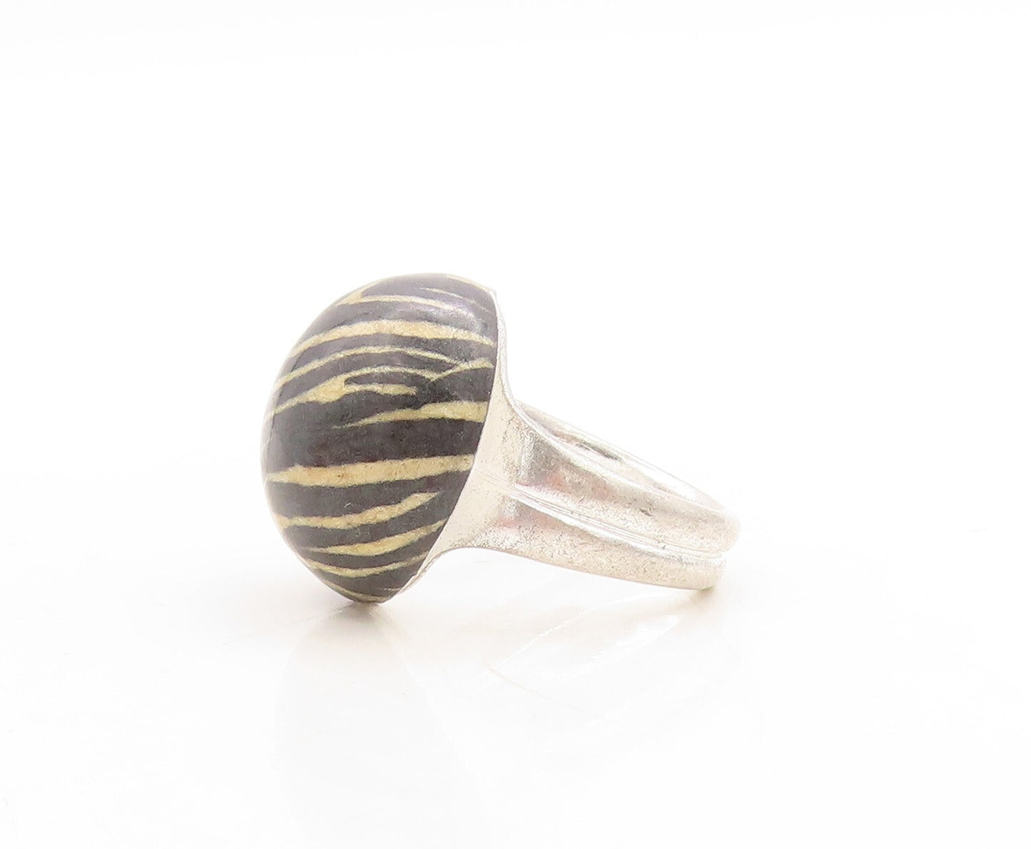 925 Sterling Silver Vintage Ring Design Enameled Solid Dome  Sz 7  RG29765