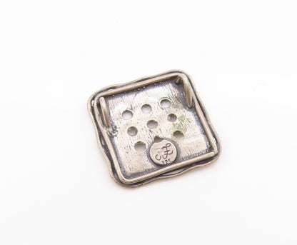 925 Sterling Silver Vintage Pendant Etched Geometric Cut Out Design  PT24822