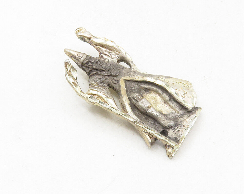 925 Sterling Silver  Vintage Diamond Cut Oxidized Wizard Drop Pendant  PT7272