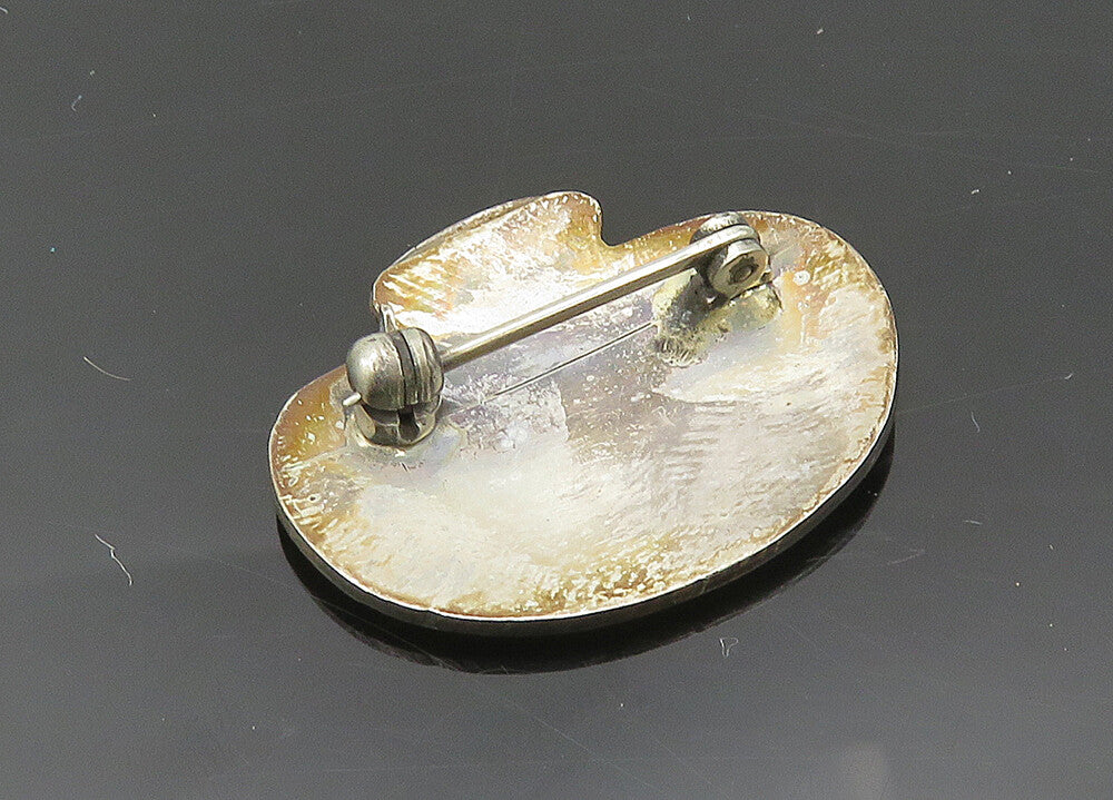 925 Sterling Silver  Vintage Two Tone Vase Pot Motif Brooch Pin  BP7994