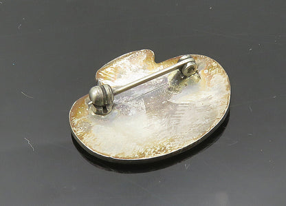 925 Sterling Silver  Vintage Two Tone Vase Pot Motif Brooch Pin  BP7994