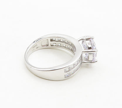 925 Sterling Silver  Sparkling Prong Set Cubic Zirconia Band Ring Sz 7 RG15728