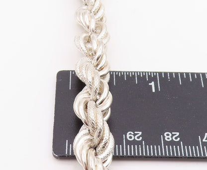 925 Sterling Silver Vintage Bracelet Modernist Solid Twisted Rope Chain  BT11872