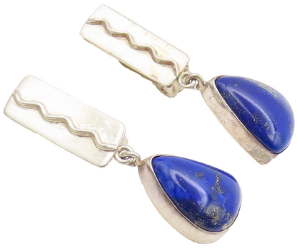DTR JAY KING 925 Silver  Vintage Solid Dangling Lapis Lazuli Earrings  EG12775