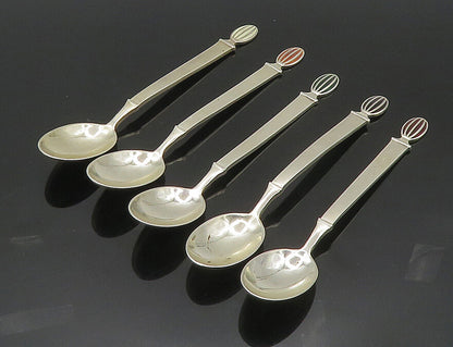 GERMANY 925 Silver  Vintage 5 Pcs Enamel Detail Espresso Spoon Set  TR2515
