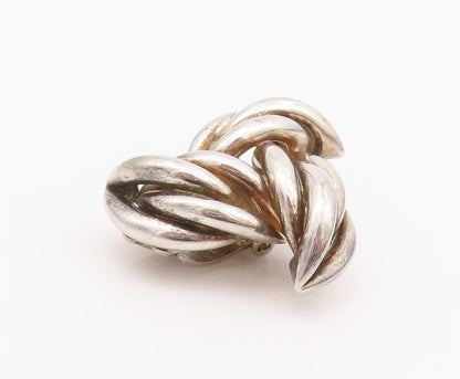 925 Sterling Silver Vintage Earrings GIVENCHY Love Knot Braided Clip On  EG13628
