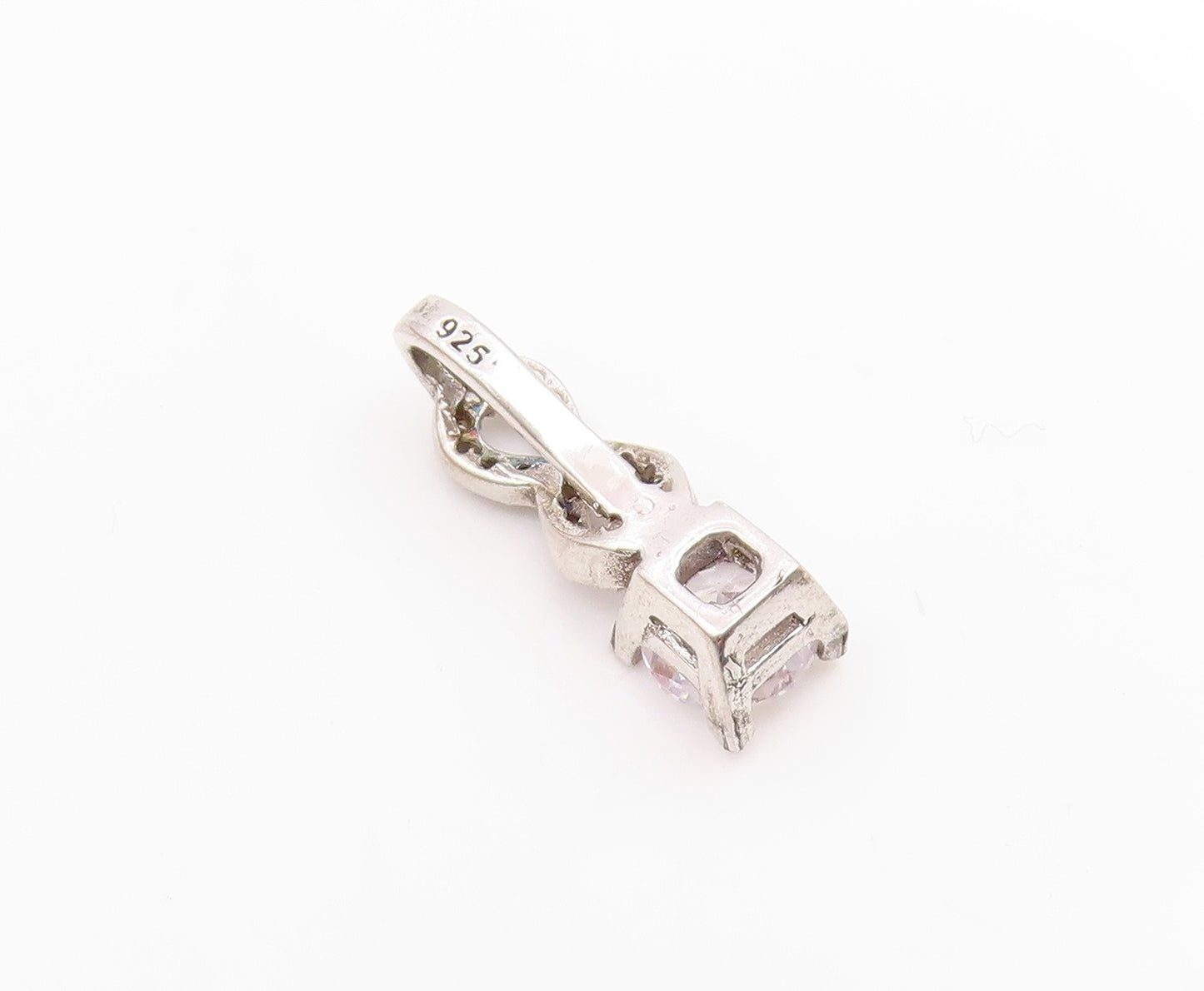 925 Sterling Silver Vintage Cubic Zirconia Infinity Twist Pendant  PT19680