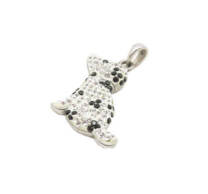 925 Sterling Silver  Vintage Cubic Zirconia Spotted Dog Pendant  PT13783