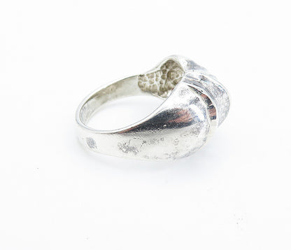 925 Sterling Silver  Vintage Shiny Sculpted Dome Round Band Ring Sz 7  RG6450