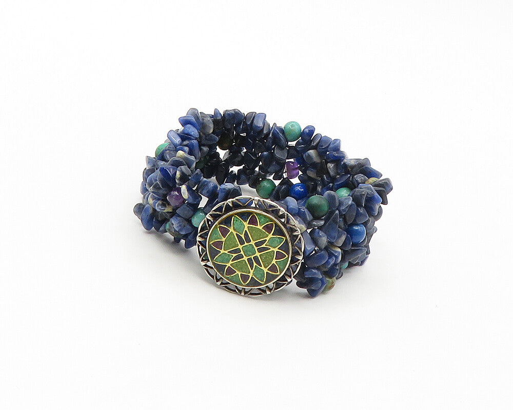 CAROLYN POLLACK RELIOS 925 Silver  Vintage Sodalite Cluster Bracelet  BT6886