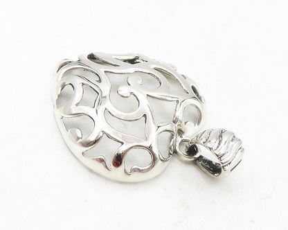 925 Sterling Silver  Shiny Polished Cutout Love Heart Dome Pendant  PT7380