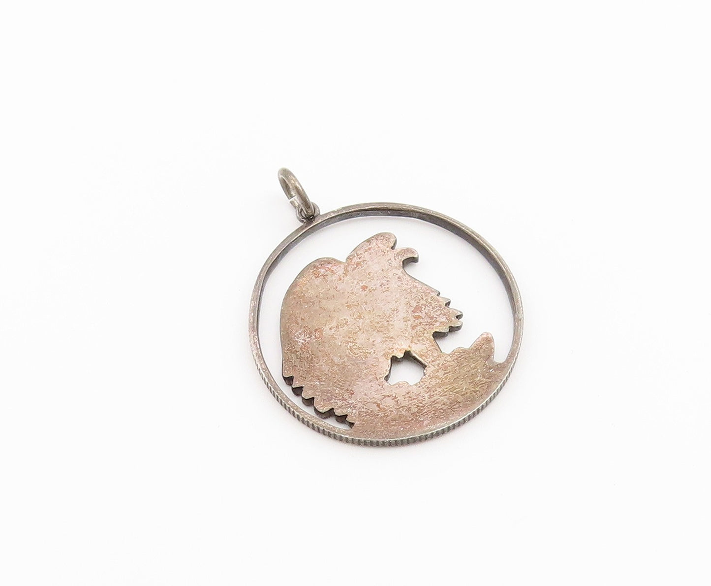 925 Sterling Silver Vintage Pendant American Eagle Coin Cutout Charm  PT26570