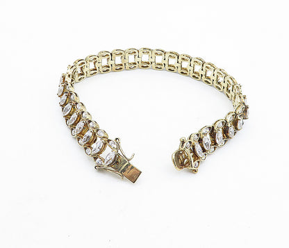 925 Sterling Silver Sparkling Marquise Cubic Zirconia Chain Bracelet BT3178