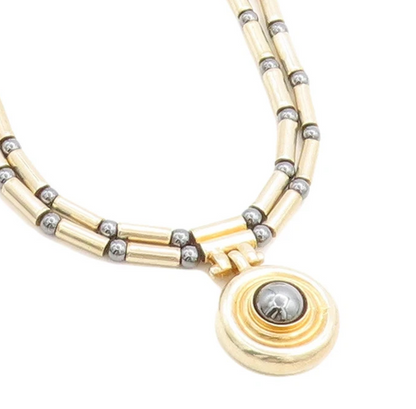 ANTIOCH 925 Silver Vintage Hematite Gold Plated Bar Chain Necklace  NE1771