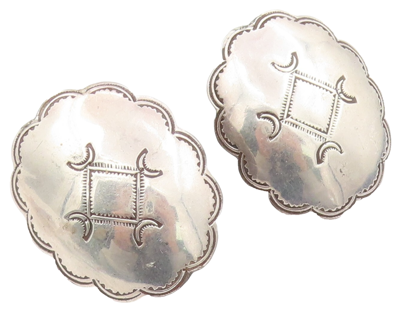 925 Sterling Silver Vintage Earrings Large Design Etched EG13375
