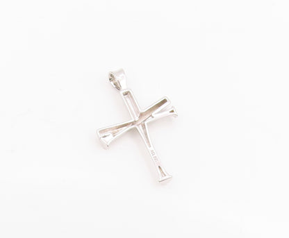 925 Sterling Silver Vintage Pendant Baseball Bat Religious Cross Charm  PT25653