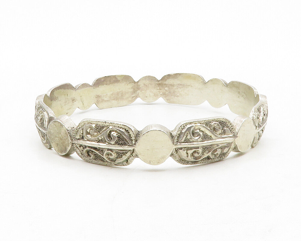 MIDDLE EAST 925 Silver  Vintage Antique Swirl Pattern Bangle Bracelet  BT5079