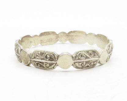 MIDDLE EAST 925 Silver  Vintage Antique Swirl Pattern Bangle Bracelet  BT5079