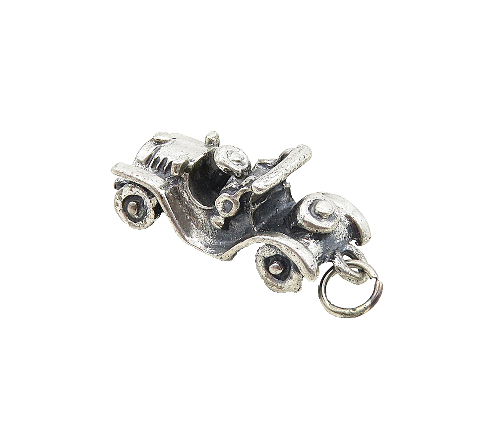 925 Sterling Silver  Vintage Petite Oxidized Old Fashioned Car Pendant  PT6860