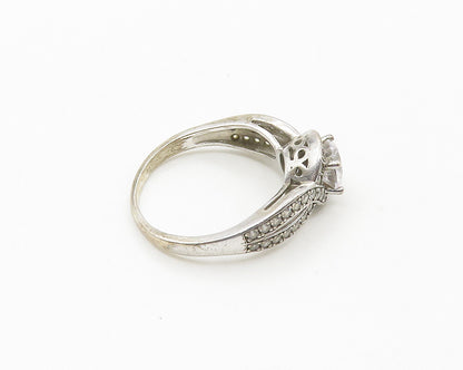 925 Sterling Silver  Cubic Zirconia Solitaire With Accents Ring Sz 9.5 RG18286