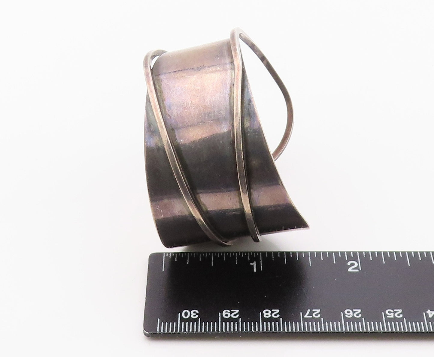 925 Sterling Silver Vintage Bracelet PAUL LOBEL Modernist Wavy Cuff  BT12127