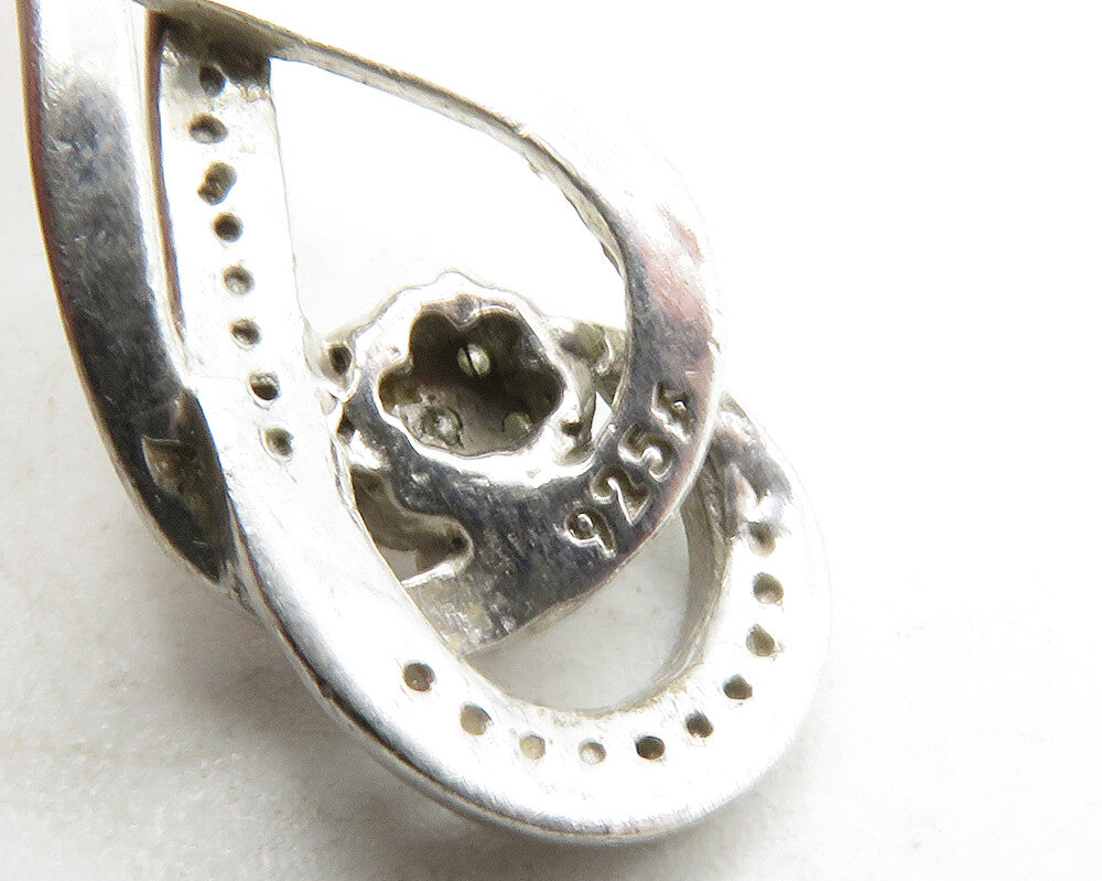 925 Sterling Silver  Genuine Diamonds Floral Infinity Loop Pendant  PT10377