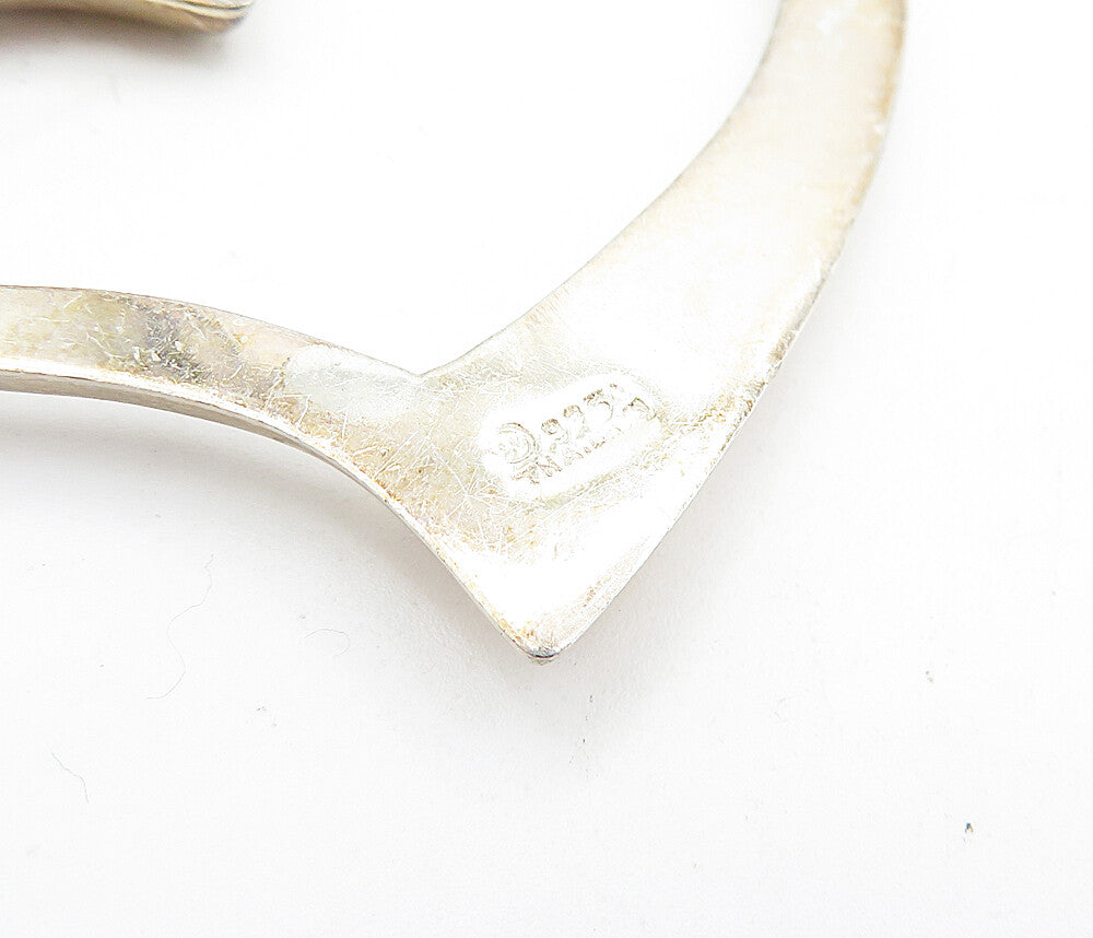 925 Sterling Silver  Vintage Shiny Dark Tone Open Love Heart Brooch Pin BP1991