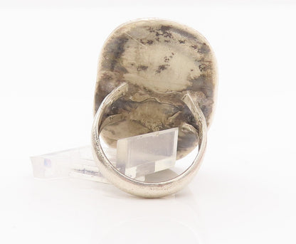 925 Sterling Silver Vintage Ring NAVAJO Solid Carved Turquoise  Sz 6.5  RG28134