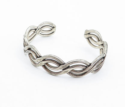 MEXICO 925 Sterling Silver  Vintage Dark Tone Infinity Cuff Bracelet  BT1815