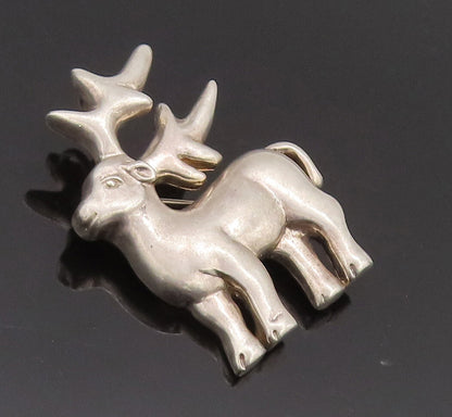925 Sterling Silver Vintage Brooch Pin MFA Solid Carved Baby Deer  BP10682