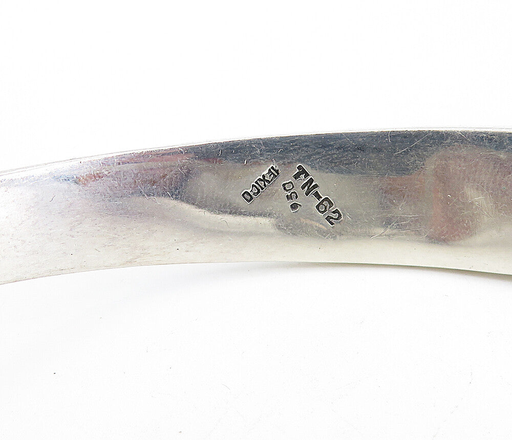 MEXICO 925 Sterling Silver Vintage Oval Gemstone Open Collar Necklace  NE1395