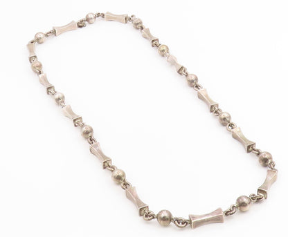 925 Sterling Silver Vintage Necklace MEXICO Solid Geometric Link HEAVY  NE4880