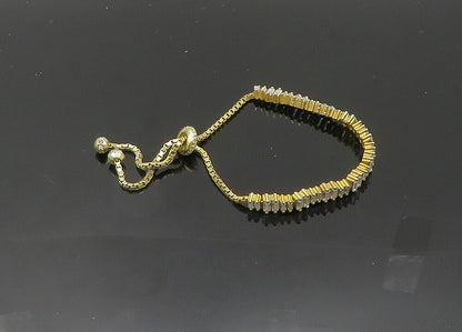 925 Sterling Silver  Vintage Shiny Topaz Gold Plated Chain Bracelet  BT8166