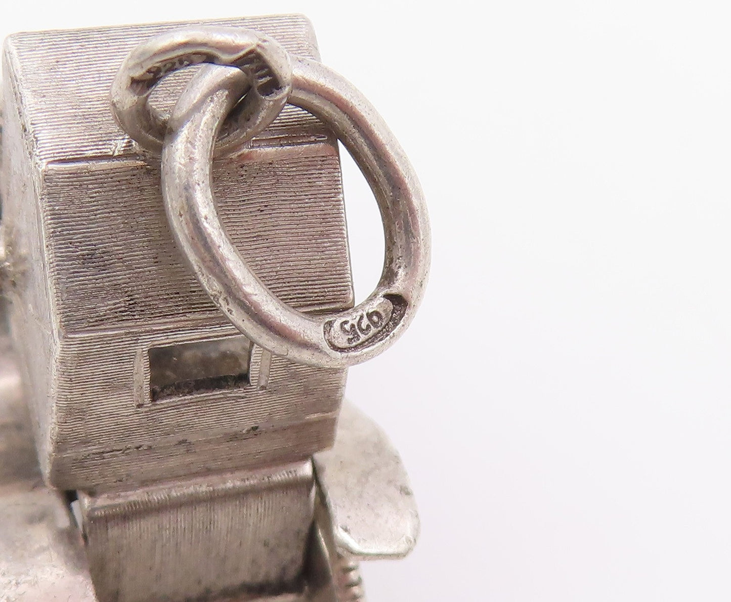 925 Sterling Silver Vintage Pendant 3D Horseless Carriage Car MOVES  PT25759