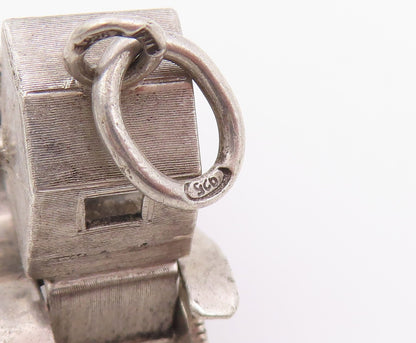 925 Sterling Silver Vintage Pendant 3D Horseless Carriage Car MOVES  PT25759