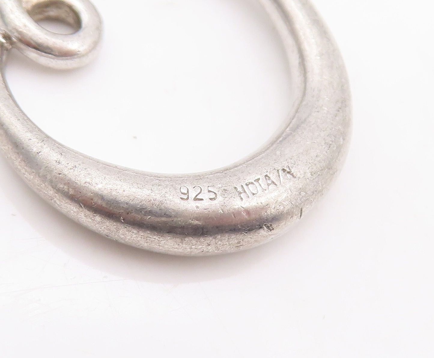 925 Sterling Silver Vintage Pendant Designer Loop With Diamond Inlay  PT23425