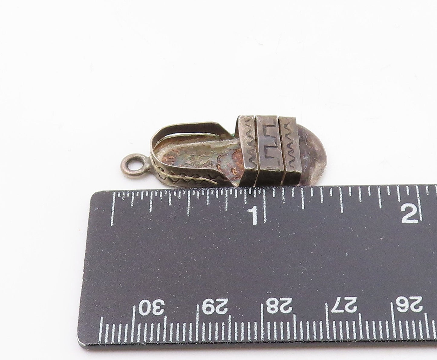 925 Silver Vintage Oxidized Sandal Etched Detail Pendant PT9210