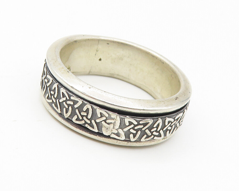 925 Sterling Silver  Vintage Celtic Knot Pattern Spinner Ring Sz 9.5  RG10791