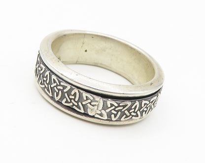 925 Sterling Silver  Vintage Celtic Knot Pattern Spinner Ring Sz 9.5  RG10791