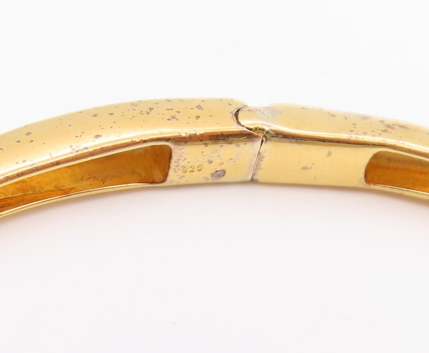 925 Sterling Silver Vintage Bracelet Gold Plated Quartz Elegant Cuff  BT11656