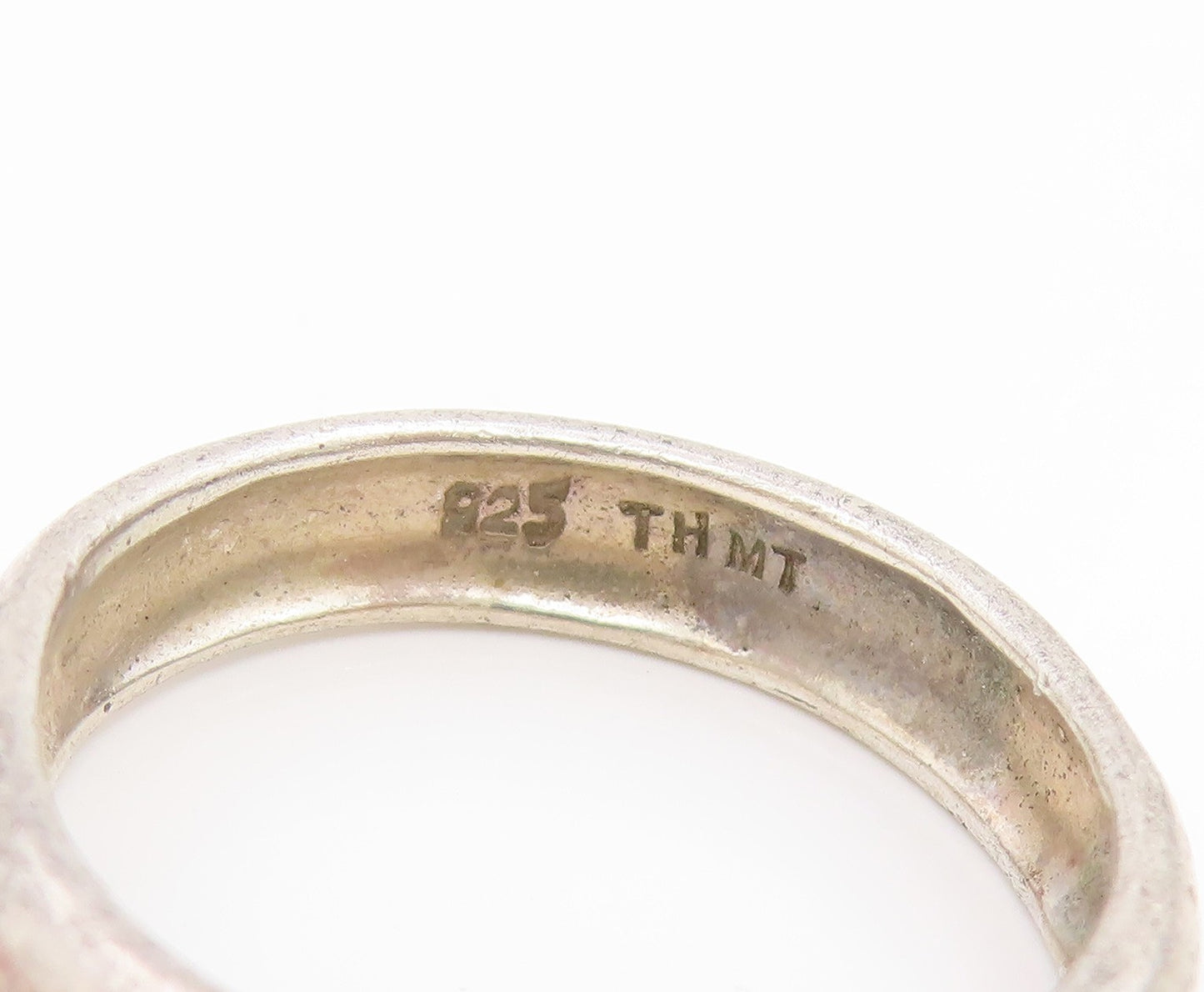 925 Sterling Silver Vintage Ring Round Cut CZ Solitaire Band  Sz 7.5  RG35185