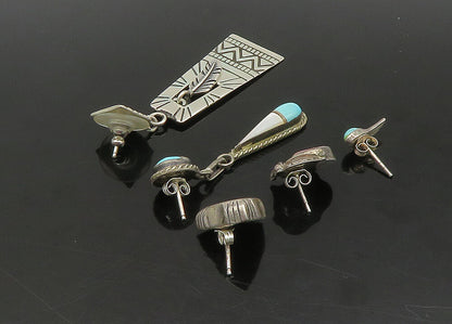 NAVAJO 925 Silver Vintage Turquoise & Multi Stone Lot Single Earrings EG11267